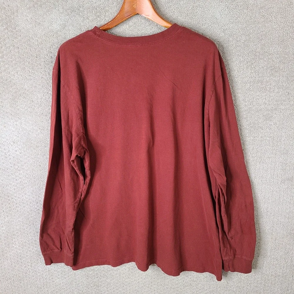 The North Face Shirt Mens XXL Red Long Sleeve Crew Neck Cotton Casual Outdoors